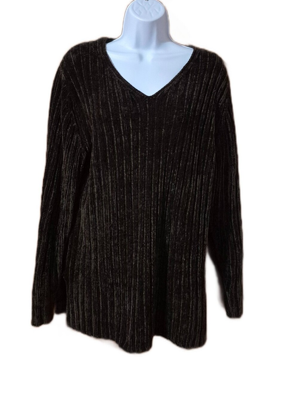 Stephanie Rogers Black V-Neck Ribbed Sweater